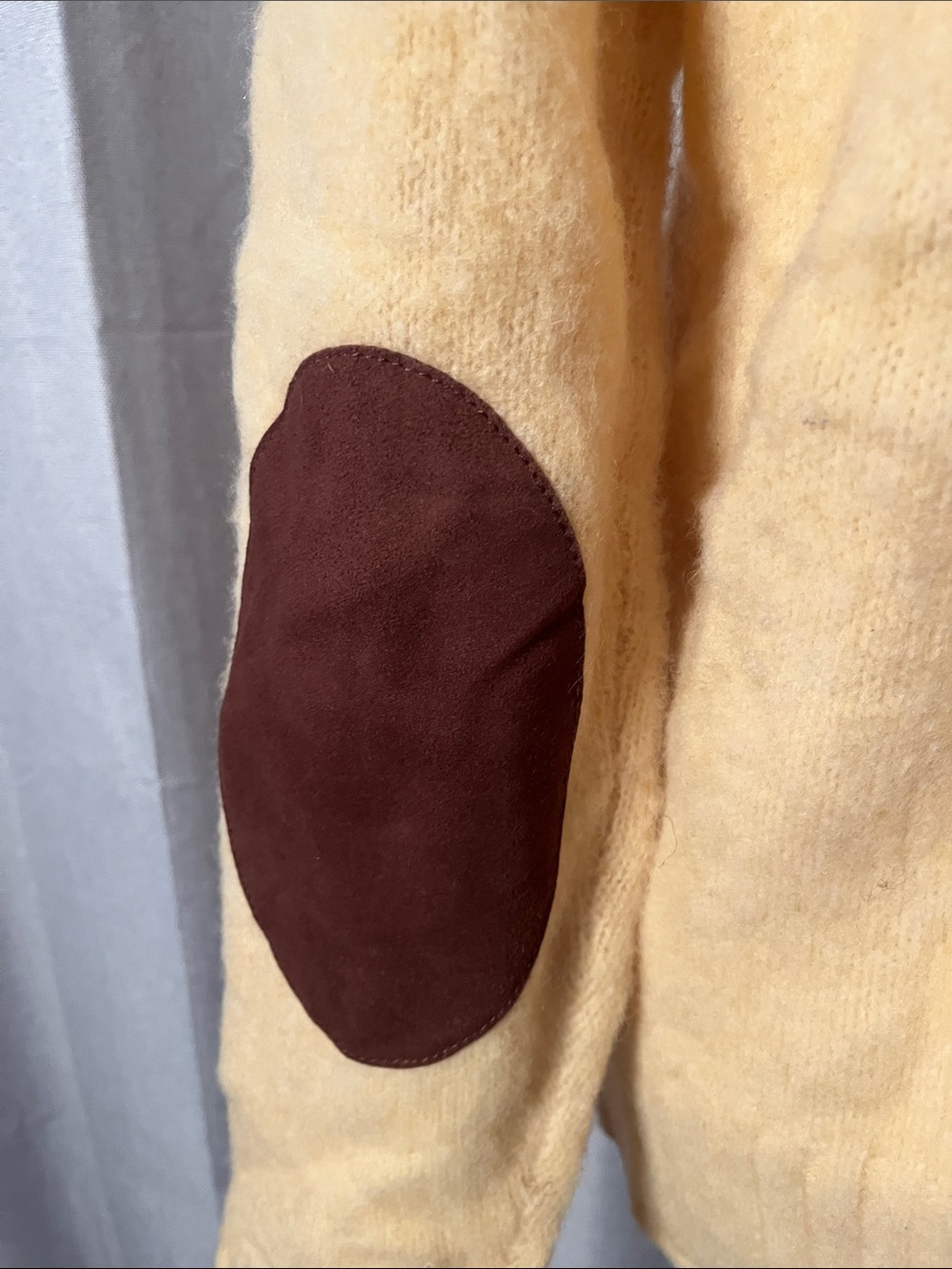 NEW! Polo by Ralph Lauren Yellow Crewneck Sweater with Brown Elbow Patch - Picture 7 of 16